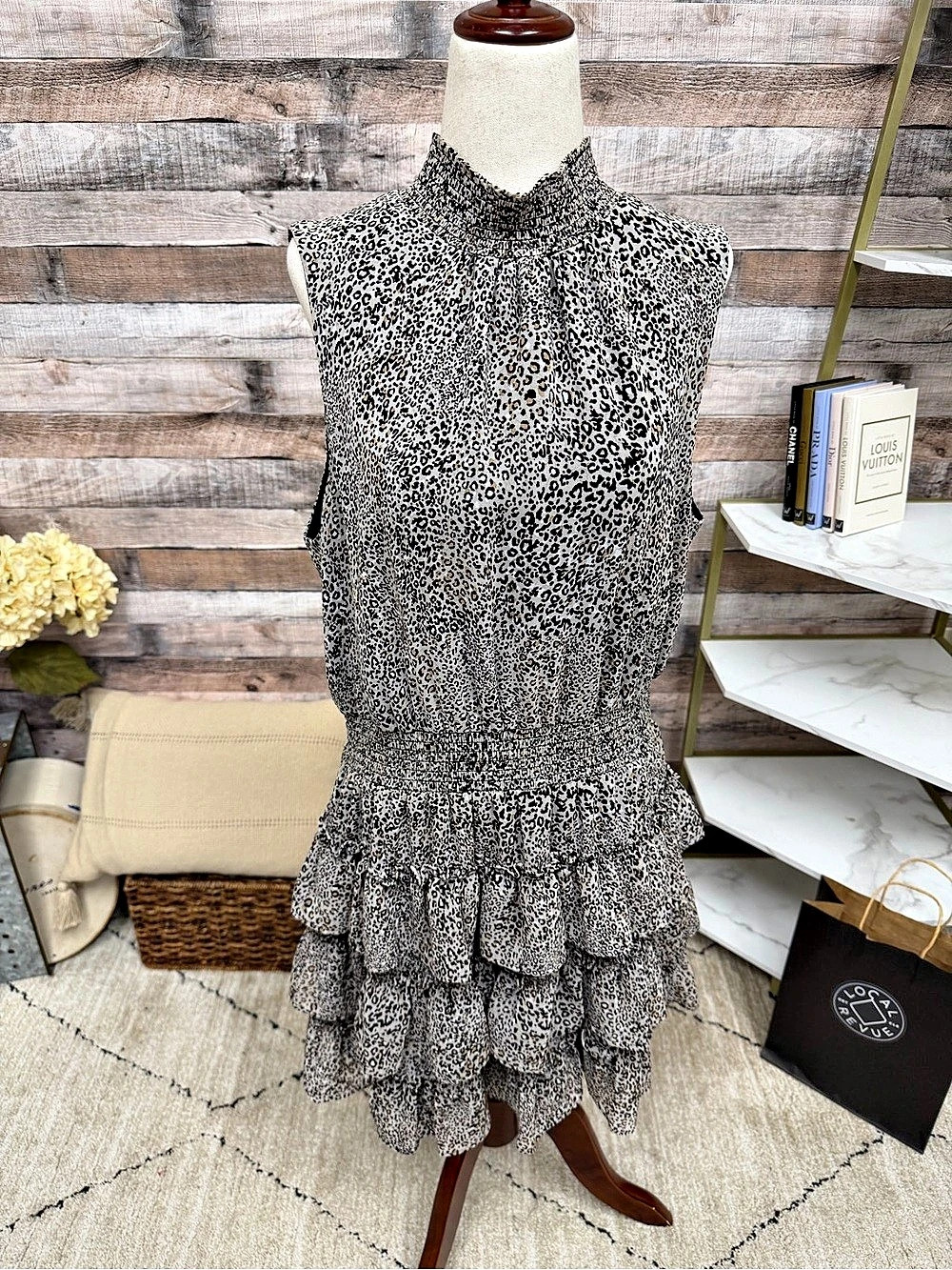 1.STATE Cheetah Print Sleeveless Mini Mockneck